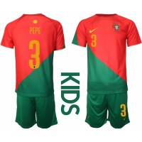 Portugalsko Pepe #3 Domáci Detský futbalový dres MS 2022 Krátky Rukáv (+ trenírky)